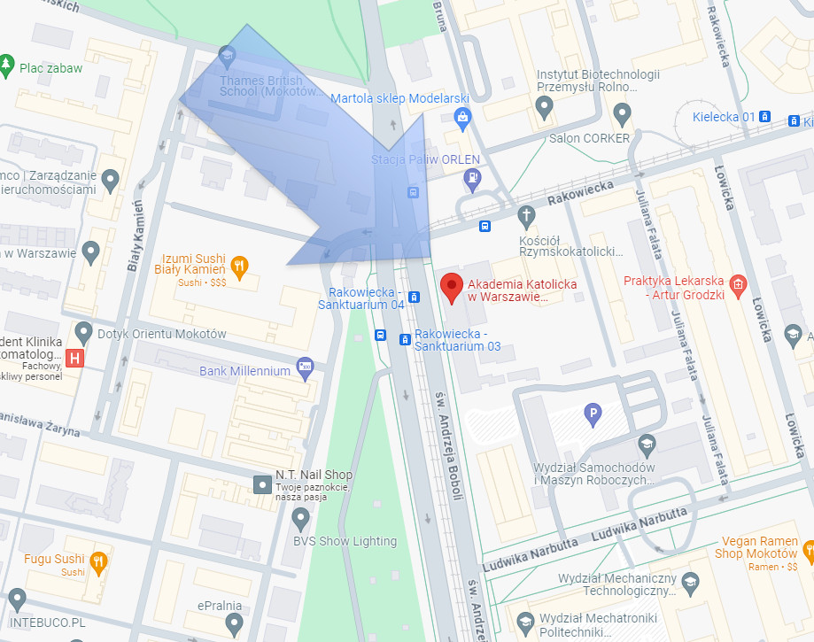 Mapa dojazdu do Collegium Bobolanum